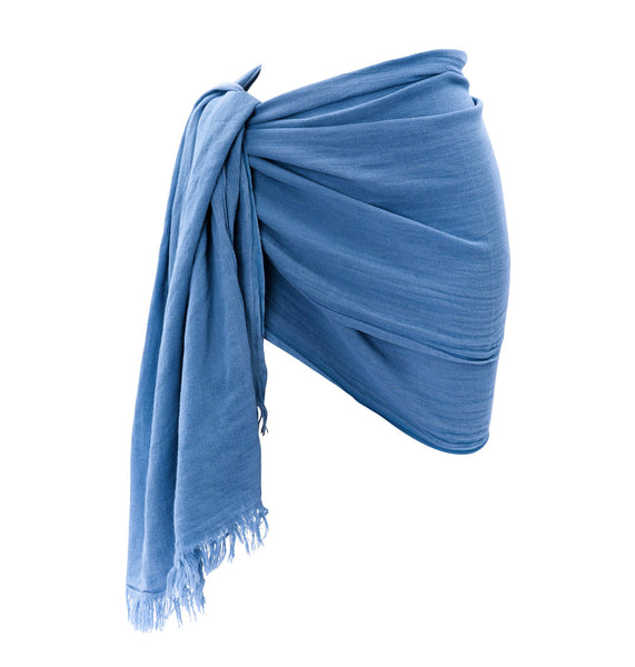 Cotton Gauze Sarong - Washed Denim Blue