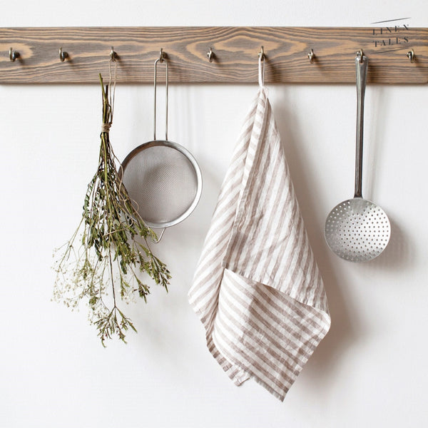 Linen Tales Kitchen Towel - Natural White Stripe
