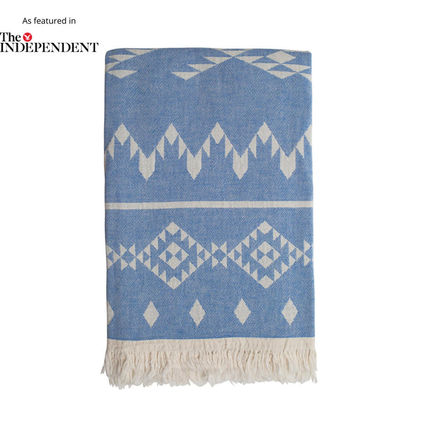 Image of Sand and Salt Belize Hammam Towel in Washed Blue.