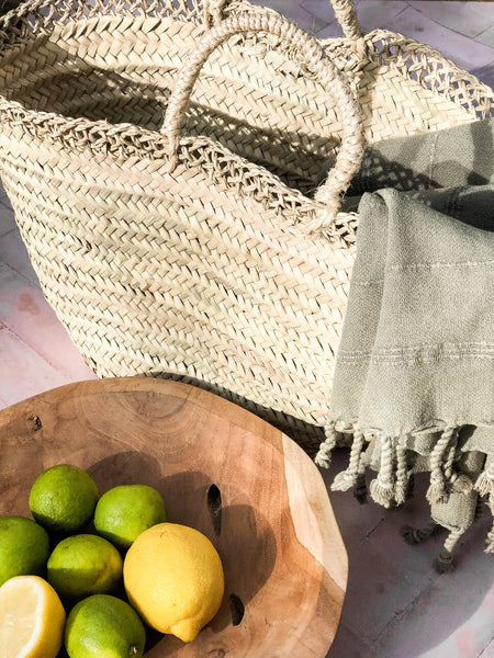 Lattice Detail Moroccan Straw Basket