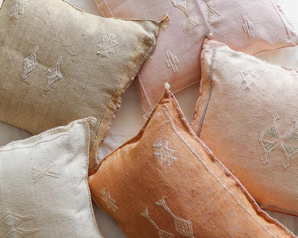 Cactus Silk Cushion Cover - Natural White