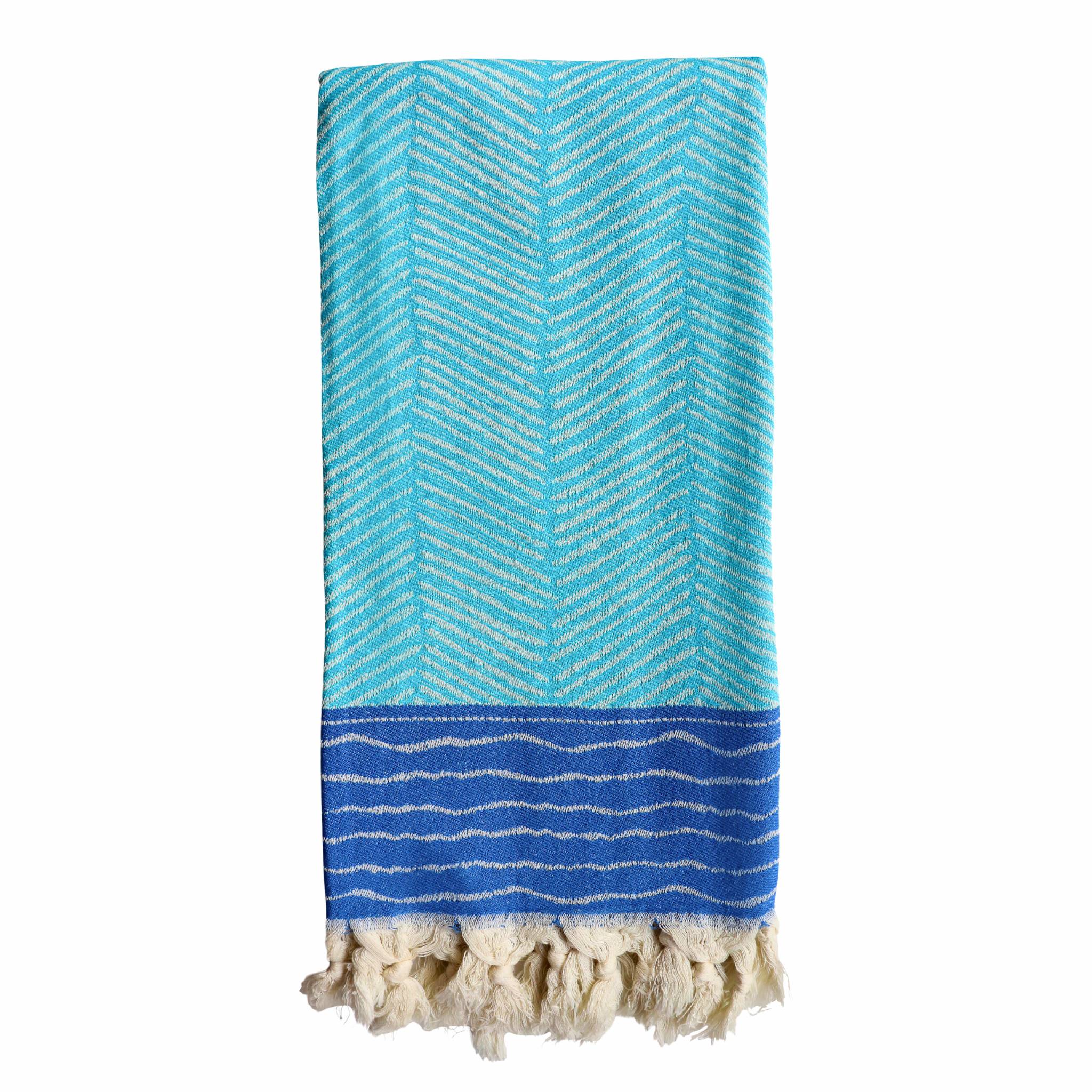 Skiathos Hammam Towel - Turquoise / Cobalt