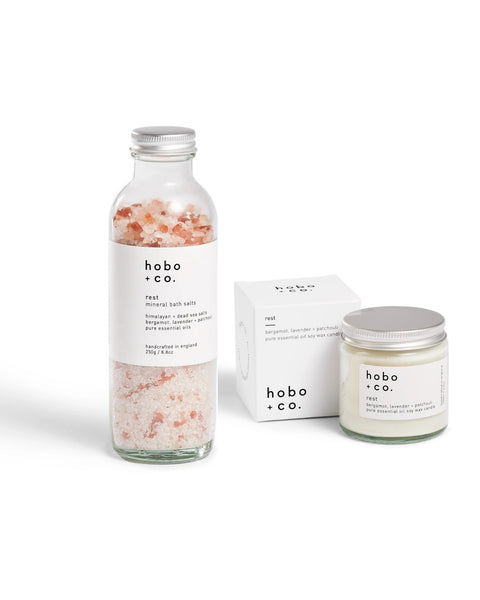 'Rest' Bath Salts and Aromatherapy Candle Bundle