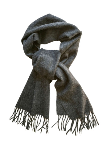 Lambswool Fringed Scarf - Charcoal Grey