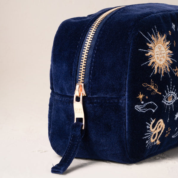 Elizabeth Scarlett boho mysticism makeup bag navy