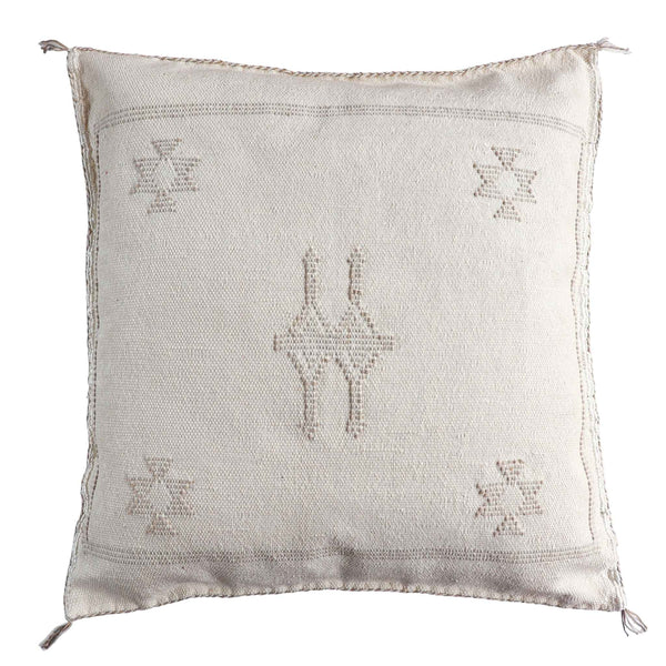 Natural white Moroccan cactus silk cushion cover from Sand and Salt. 50cm x 50cm approx.