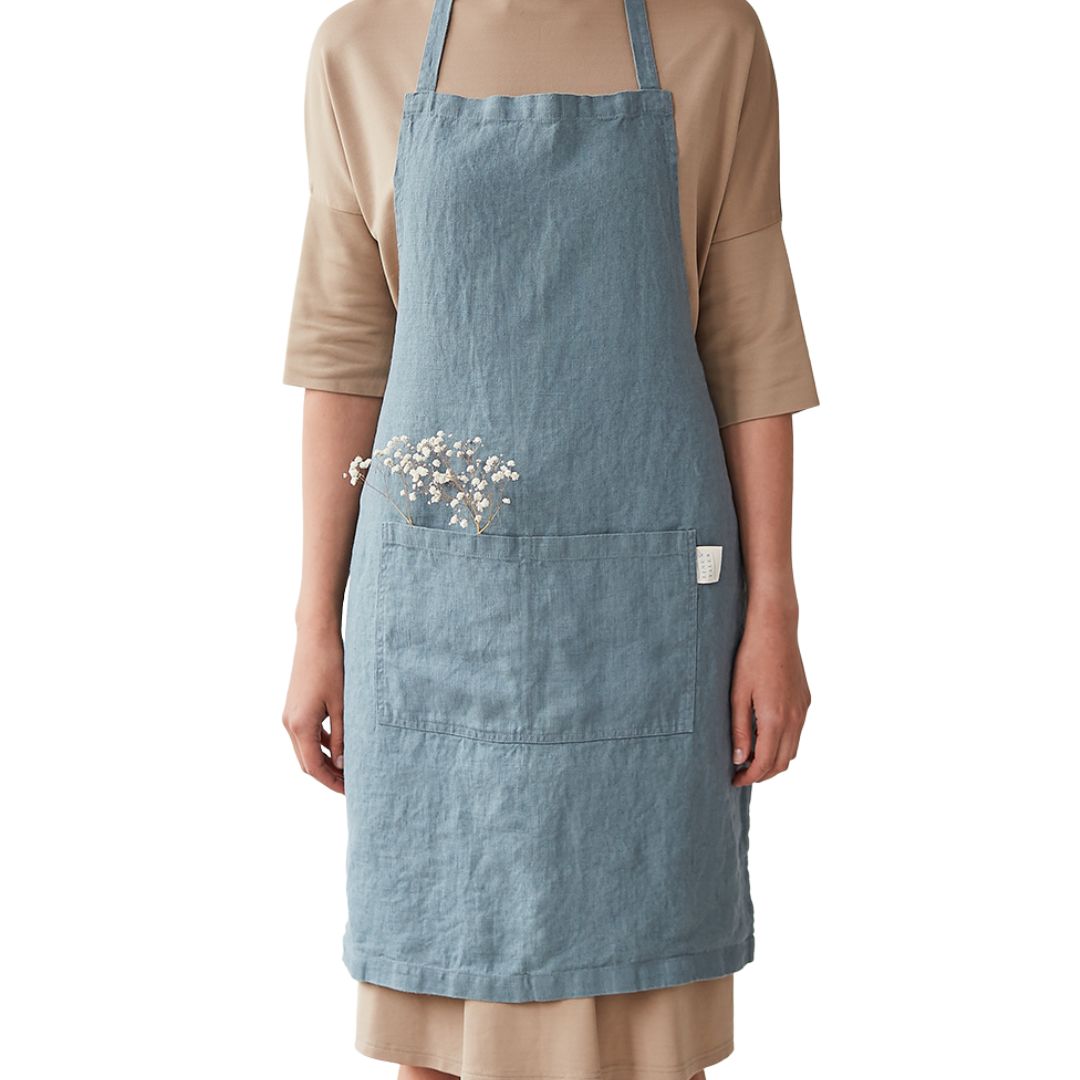 Linen Daily Apron - Blue Fog