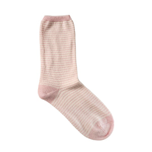 Cashmere Womens Stripe Socks - Blush Pink