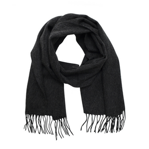 Lambswool Fringed Scarf - Charcoal Grey