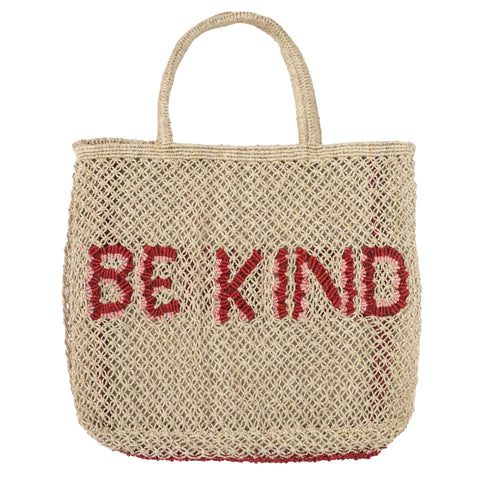 The Jacksons Be Kind Jute Bag - Large - Natural with Rose & Ochre