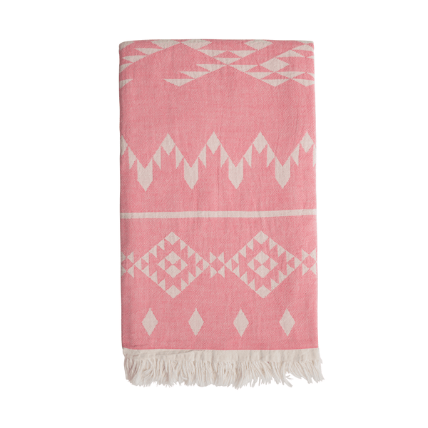 Blue Turkish hammam beach towel with jacquard weave