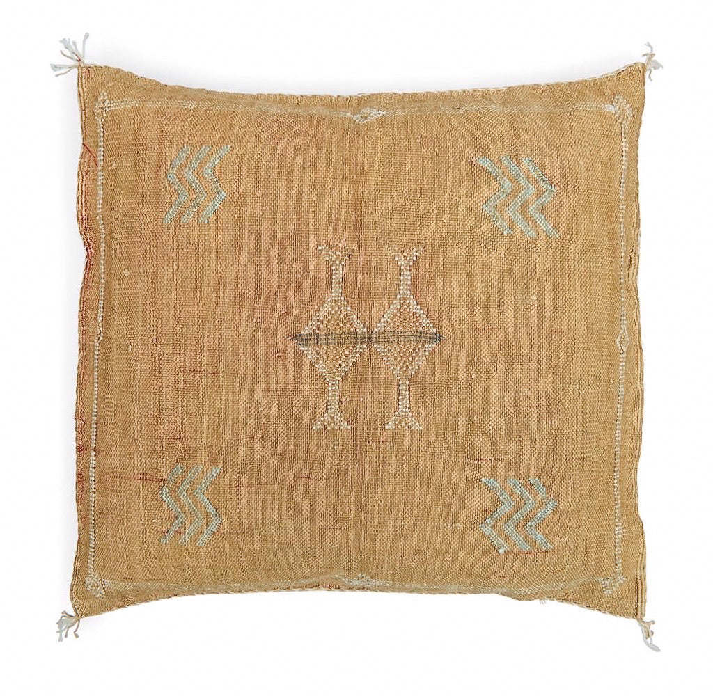 Moroccan cactus silk cushion cover in Caramel