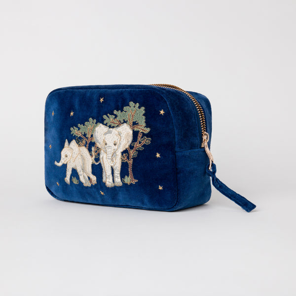 Elizabeth Scarlett Baby Elephant Conservation Makeup Bag - Navy
